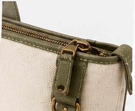 Close-up of the top zip closure and contrast trim on the Design 2 tote